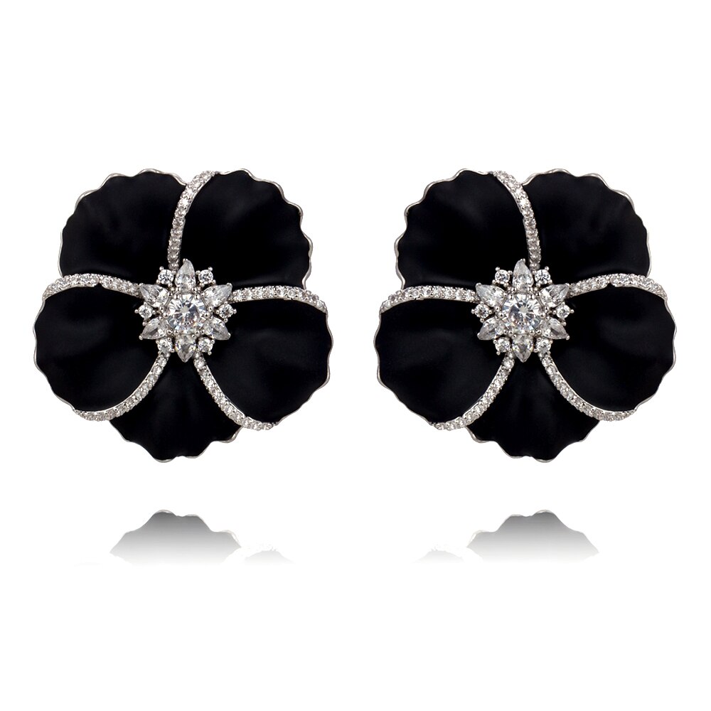 Bride Talk Gentle Temperament Women Earrings Micro Pave Zirconia Realistic Luxury Charming Flower Earring Jewelry For Wedding