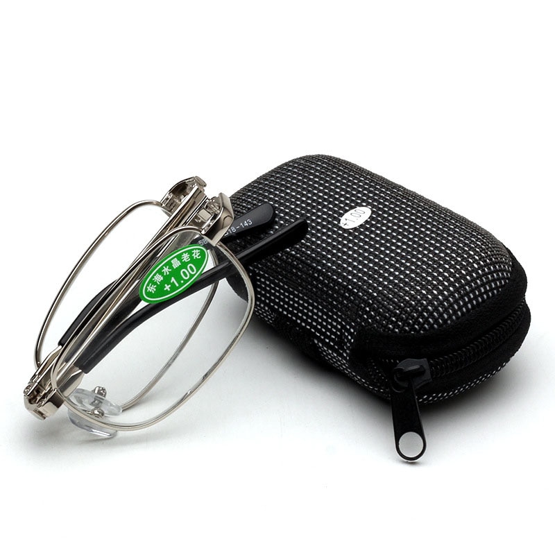 Fleksible mini briller kvinner menn metall snapp folding lesebriller med etui  +1.0 +1.5 +2.0 +2.5 +3.0 +3.5 +4.0