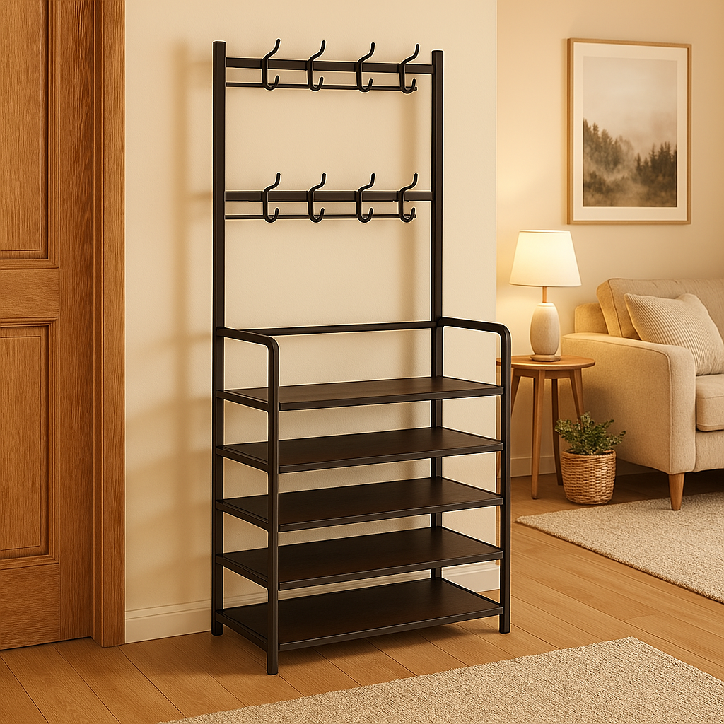 Zapatero de varios niveles, organizador de suelo, gabinete de almacenamiento para zapatillas, sombreros, abrigos, dormitorio, hogar, multifuncional, ahorro de espacio