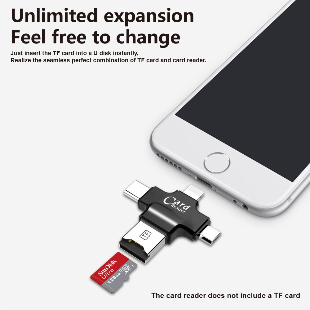 Lecteur 7 carte lightning, clé usb otg 6 carte mémoire microsd tf 5s adaptateur pour 8 x s6 s7 5 edge