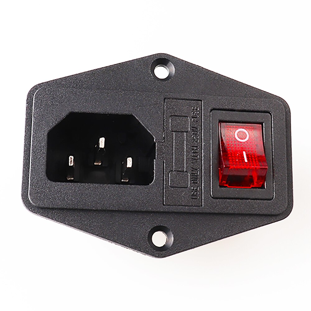 LZ-14-F5R IEC male electronic switch socket with fuse and power switch 4PIN red rocker switch
