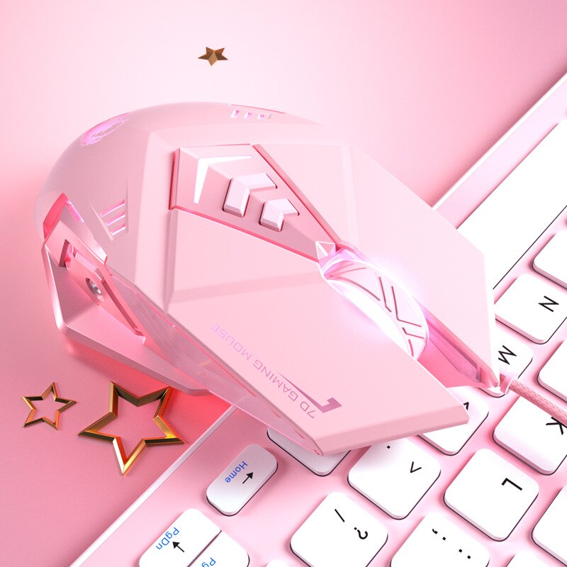 Souris rose, souris filaire, souris de jeu sans fil fille mignonne, souris de jeu d'ordinateur mécanique spéciale pour e-sports, pour ordinateur portable PC