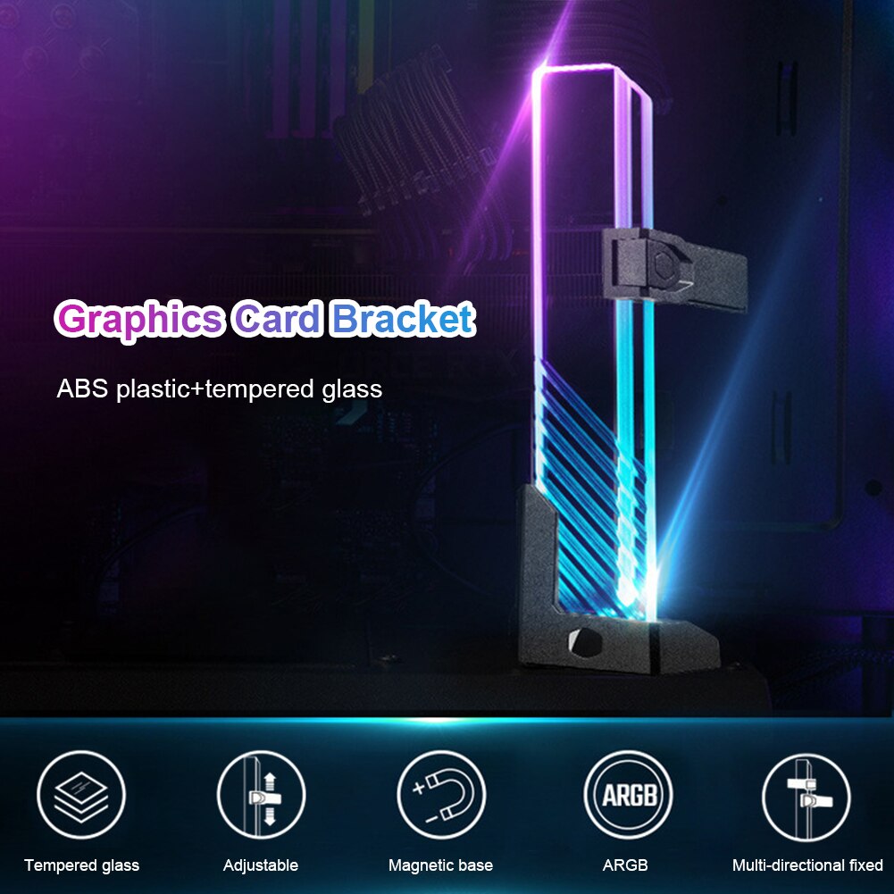 Cooler Master ARGB Graphics Card Support Brace Vertical Adjustable Video Card GPU Holder Bracket for Desktop PC Computer