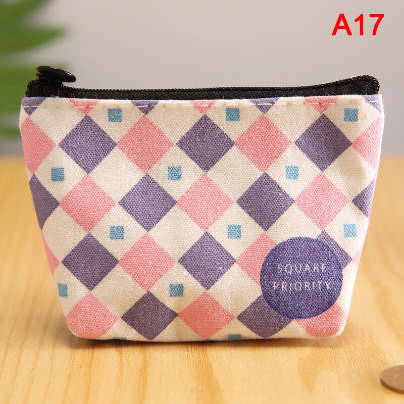 Cute Pink Canvas Coin Purse Coin Change Storage Bag Coin Bag: A17