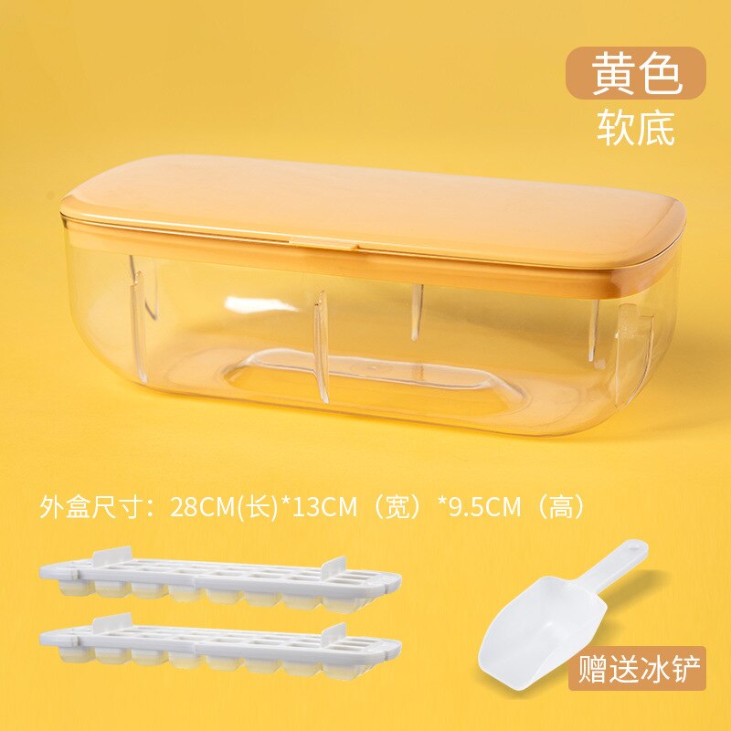 Forms for Ice Block With Cover Silicone Mold Silica Gel Ice Lattice Double-layer Creativity Molds Cube Tray Kitchen Tools Dining: yellow double layer