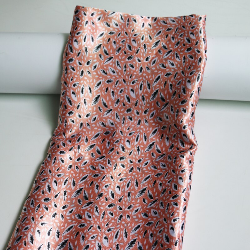 100cm*148cm leaf pattern soft polyester satin fabric charmeuse: 6 nude pink