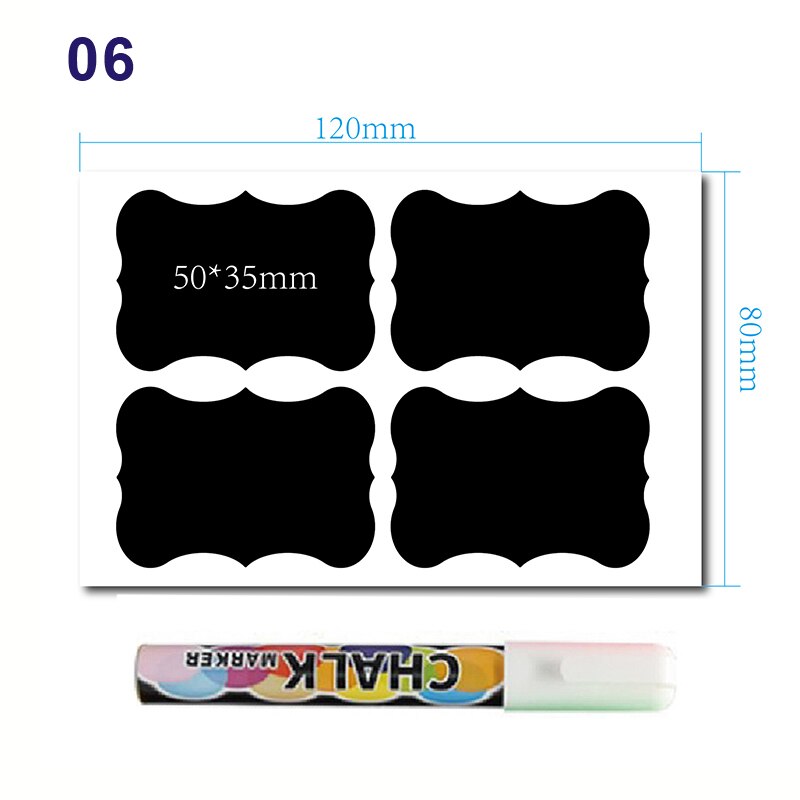10PCS Reusable Label Stickers with Marker Pen Jam Spice Can Black Labels Kitchen Organizer Classification Condiment Stickers: 06
