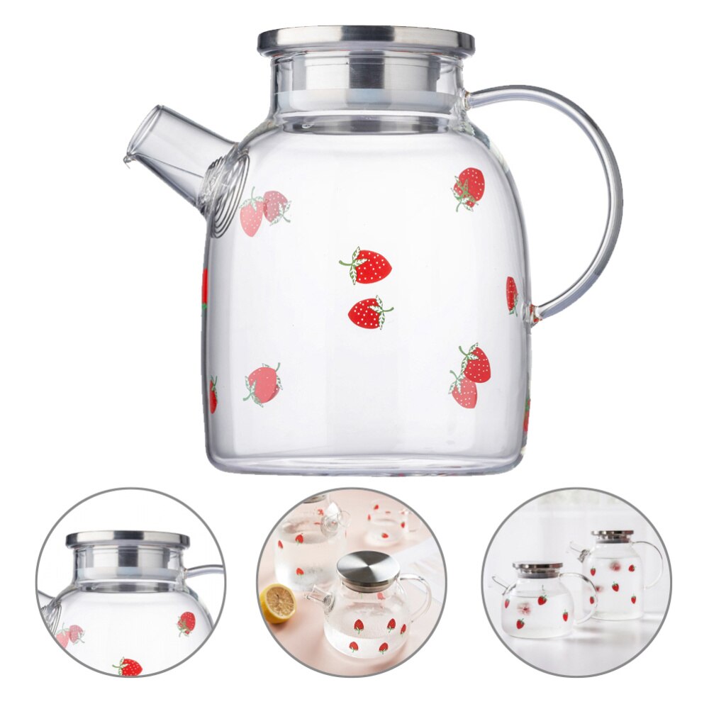 1pc glas pot jordbær mønster koldt vand kedel vand ware glas juice pot glas tekande til studie