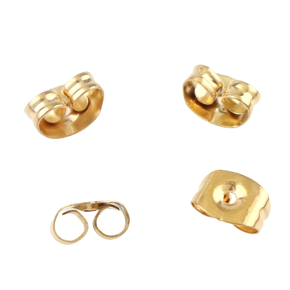 100 st 4x6mm Gold Sliver Kleur Tone Rvs Ear Moer Koppeling Earring Stoppers Post Stud oorbellen backs DIY Sieraden Bevindingen