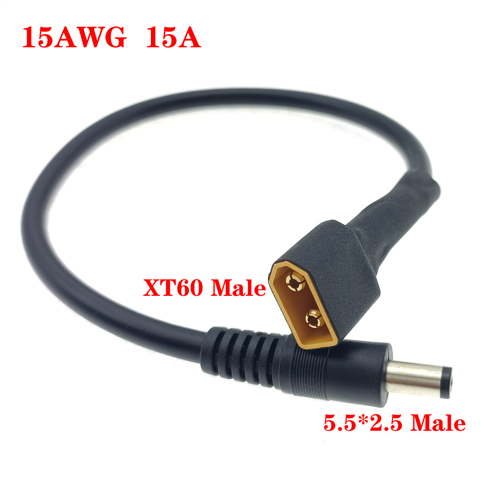 1 Uds 10A Ultra-suave XT60 conector macho hembra a DC 5525/DC5521 Cable de alimentación para reparación de campo multirotor Fly FPV aplicar: Plata