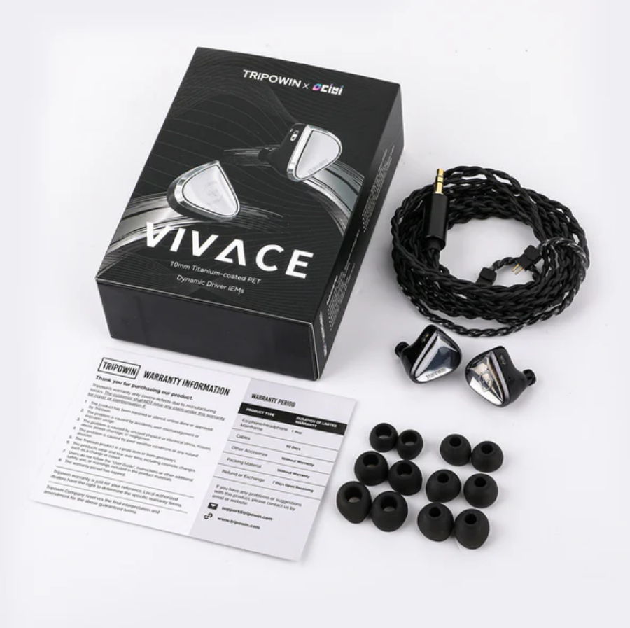 Tripowin x 0DiBi: Vivace 10mm Titanium Diaphragm Dynamic Driver IEM Hifi Earphones with Audiophile Cable