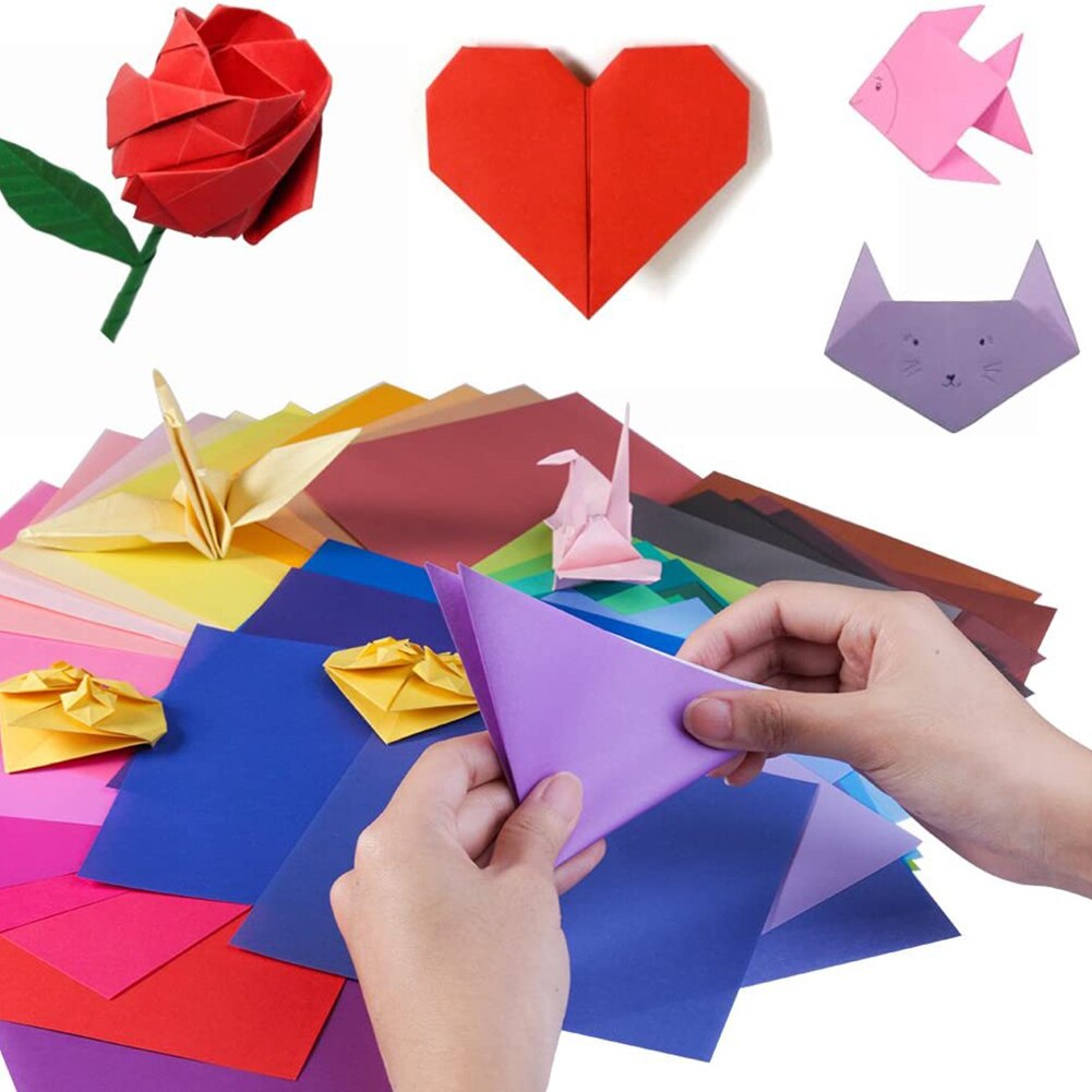 100 feuilles de papier Origami, 20x20cm, 8 pouces, couleurs vives pour projets d&#39;artisanat artistique DU55