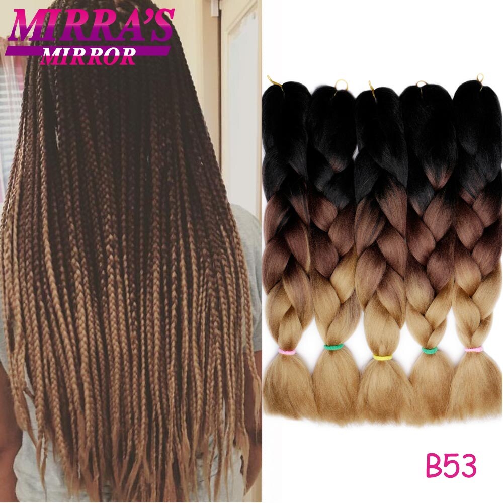 Mirra's Mirror 5pack Ombre Braiding Hair Synthetic Crochet Hair 24" 100g/Pack Jumbo Braids Hair Extension Green Brown: T1B/613