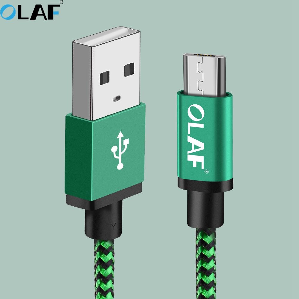 Olaf Micro USB Kabel 2 M 3 m Nylon Gevlochten Snel Opladen Gegevens Charger Cord Voor Samsung Huawei Xiaomi Android microusb Telefoon Kabel