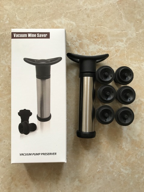 Vakuum Wein Pumpe Flasche Korken Stopper Flasche Kappe Stopper Edelstahl Heimat Küche Trauben Gespeichert Frische Werkzeuge: Pumpe mit 6 Stopper