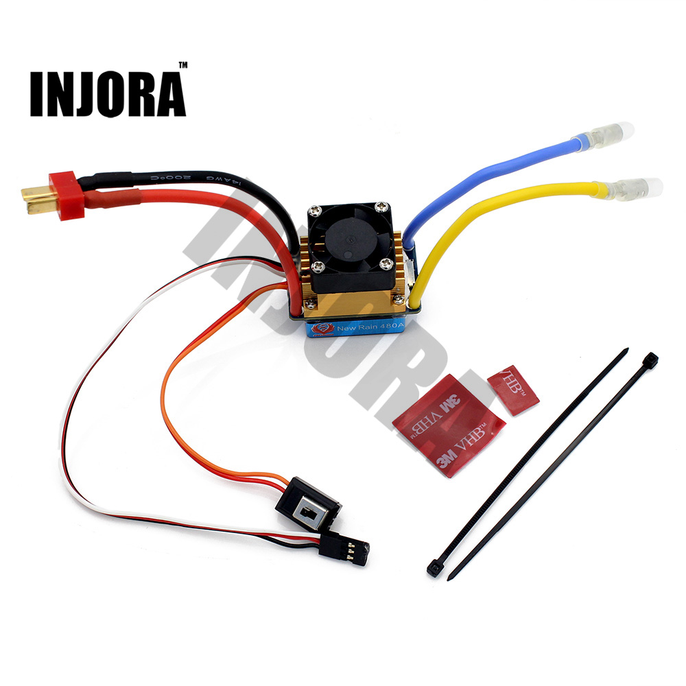 480A Waterproof Brushed ESC Speed Controller with 5V/3A BEC for 1/10 RC Car Crawler Axial SCX10 Pro Capra Redcat Gen8 Tamiya HSP