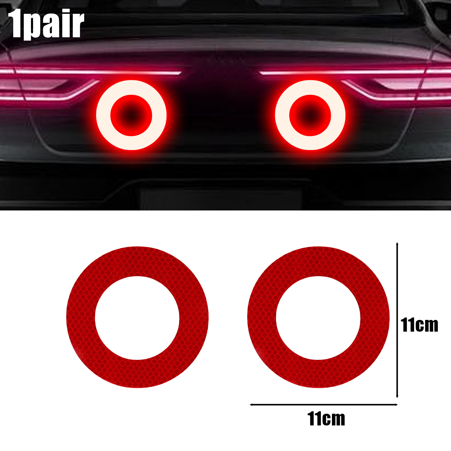 2 uds pegatina reflectante para coche pegatinas para parachoques trasero Aoto pegatina de seguridad antiarañazos accesorios exteriores tiras reflectantes: Blanco