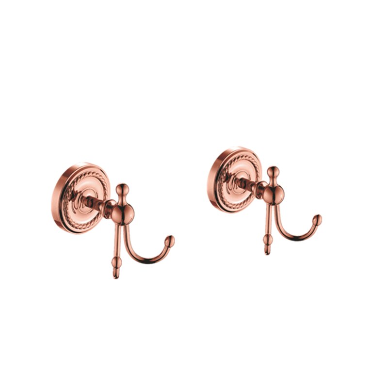 Toiletrolhouder Gepolijst Jas Haak 2 Pcs Antiek Rose Gold Brass Handdoekring Wall Mounted Robe Hook Badkamer Accessoires set: 1