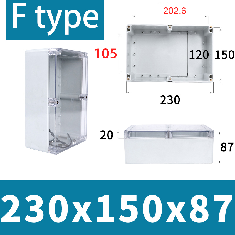 F-type transparent waterproof box Outdoor monitoring box Outdoor waterproof junction box ABS Plastic terminal seal switch box: Blue
