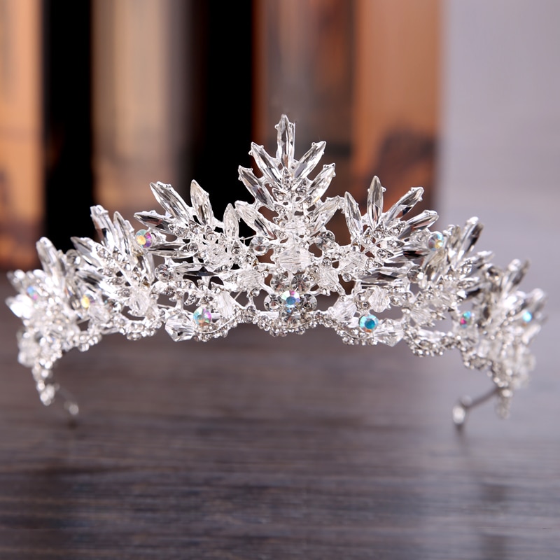 Trendy Bruiloft Kroon Accessoires Barokke Zilver Kleur Rhinestone Crystal Bridal Crown Hoofdtooi Bruiloft Haaraccessoires Tiara