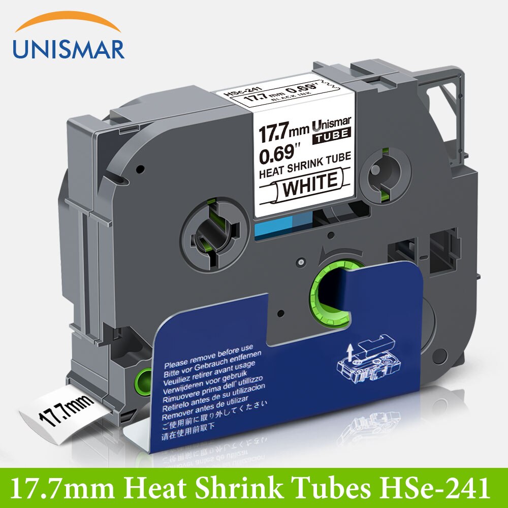 Unismar Per Brother HSe-241 HSe241 17.7 millimetri di Calore Del Tubo Termoretraibile Etichetta Nastro per il Fratello P tocco Etichette Filo Label Maker nero su Bianco: 17.7 Black on White