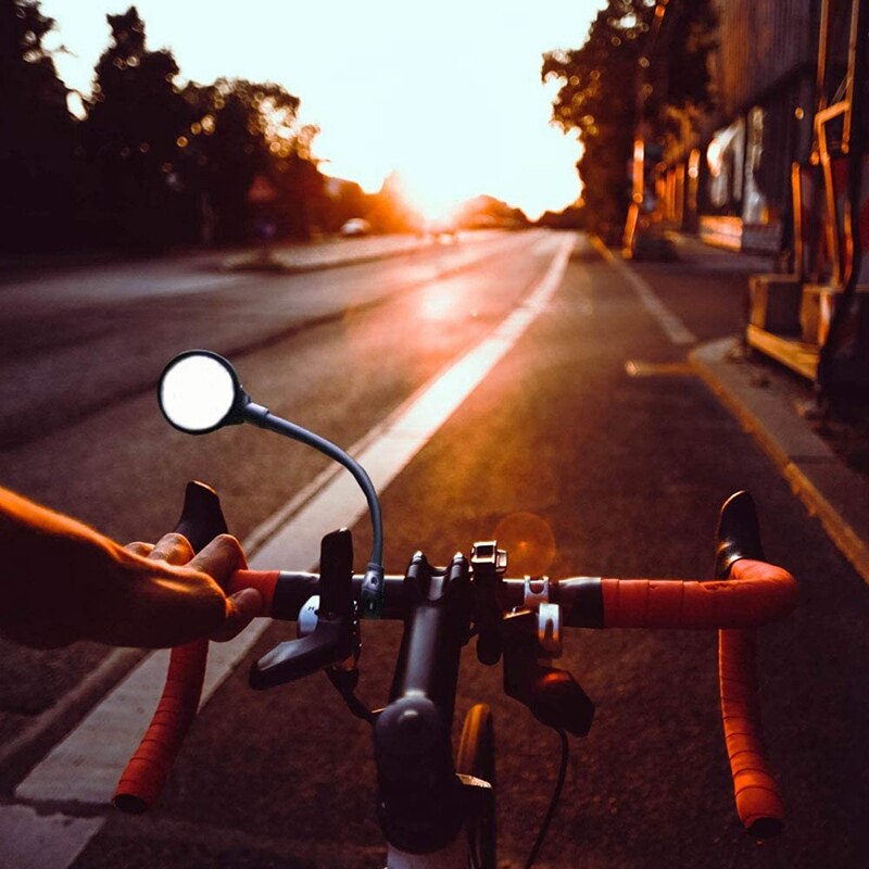 2x Bicycle Mirror - Adjustable Rotating Rear View Convex Glass for Handlebar MTB Outdoor Cycling