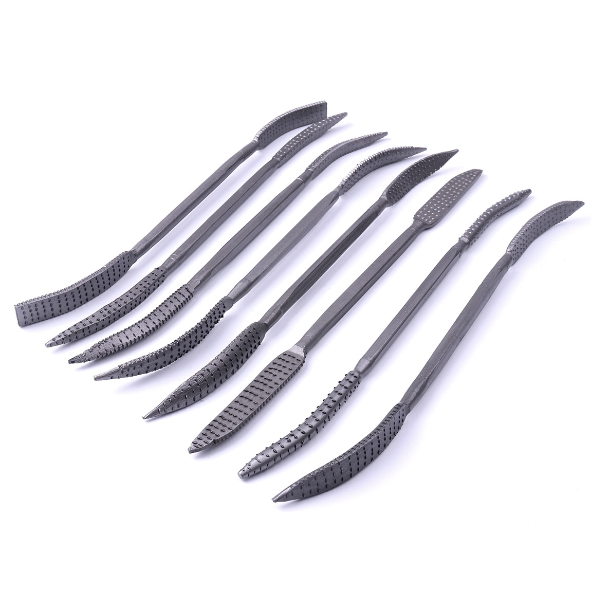 8pcs Mini Houtbewerking Rasp Riffler File Set Double Ended Grof Hand Tool 190mm