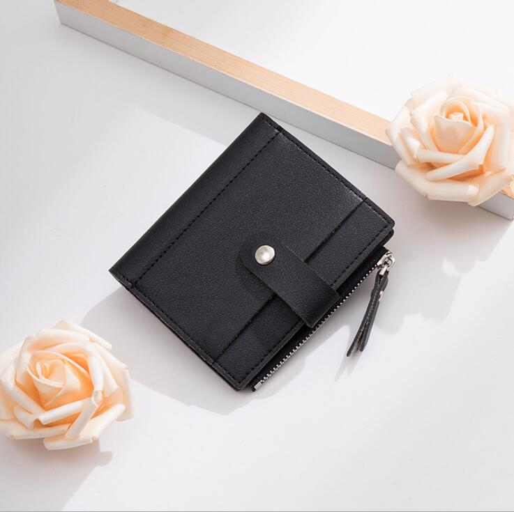 Dames korte portemonnee koreaanse ultradunne portemonnee voor meerdere kaarten zachte pu-munten portemonnee