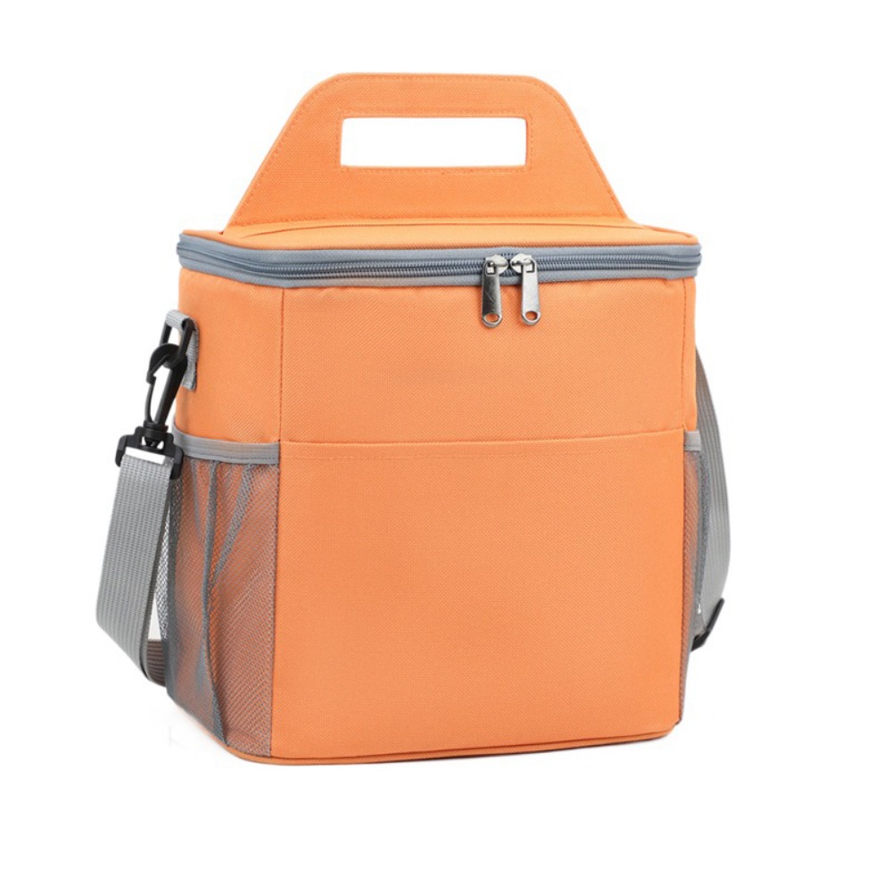 Large Capacity Insulated Cooler Bags Portable Thickened Lunch Food Thermal Box with Handle Removable Strap Insulated Lunch Bag: GRAY
