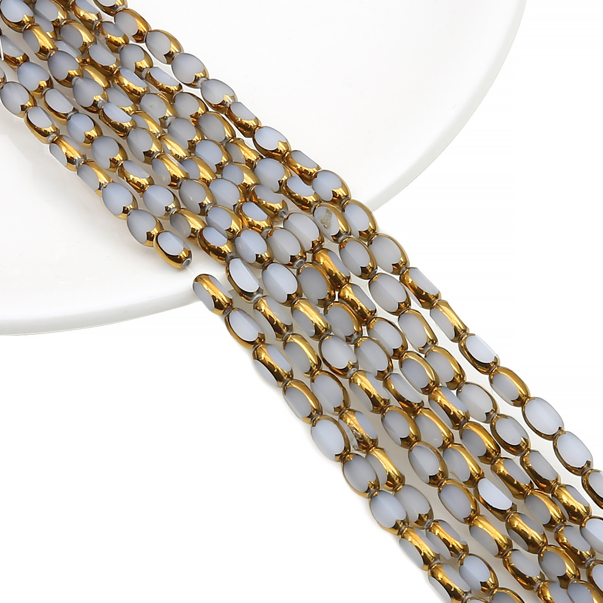 45-50 peças 3x7mm briolette contas de vidro ovais banhadas a cor dourada cristal contas espaçadoras soltas para pulseira diy acessórios de colar: Dourado