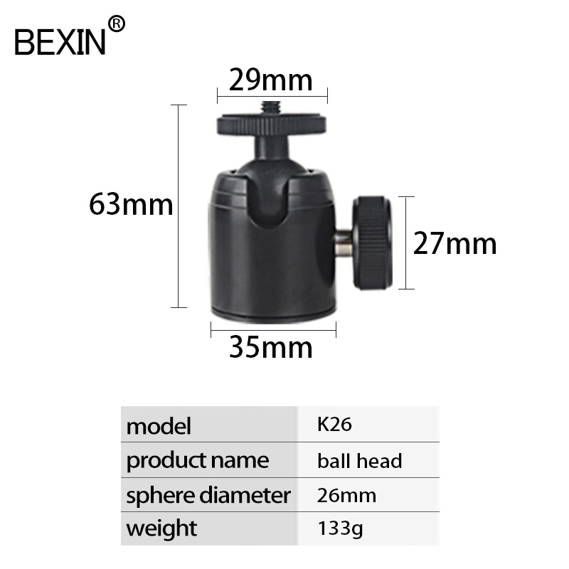 Camera Mini Balhoofd 360 Swivel Hoofd Statief Bal Hoofd Telefoon Stand Smaling Monopod Mount Adapter Voor Dslr Camera Flash Statief: K-26