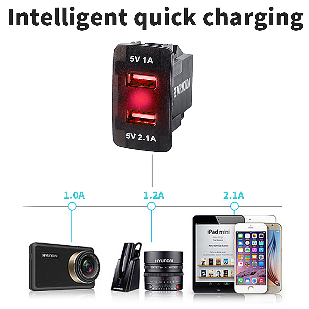 Dual Usb Autolader Stopcontact Lader Met Digitale Voltage Display Voor 12 V/24 V Auto Usb auto Voor Honda