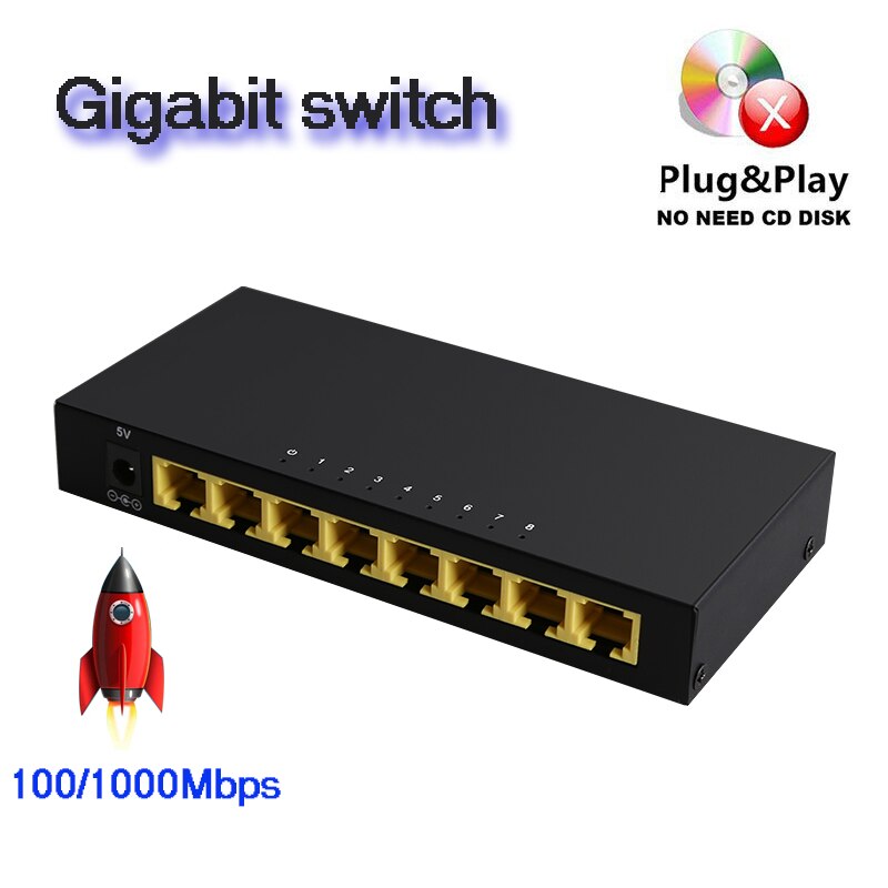 Gigabit Switch ethernet 100M/1000Mbps Network Switch RJ45 ports Hub Splitters Support auto flip function Ethernet Smart Switcher