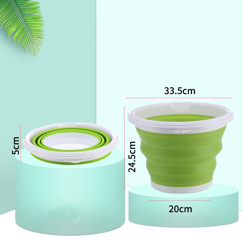 Seau pliable en silicone pour Camping Car, articles de cuisine, seau pliant: green
