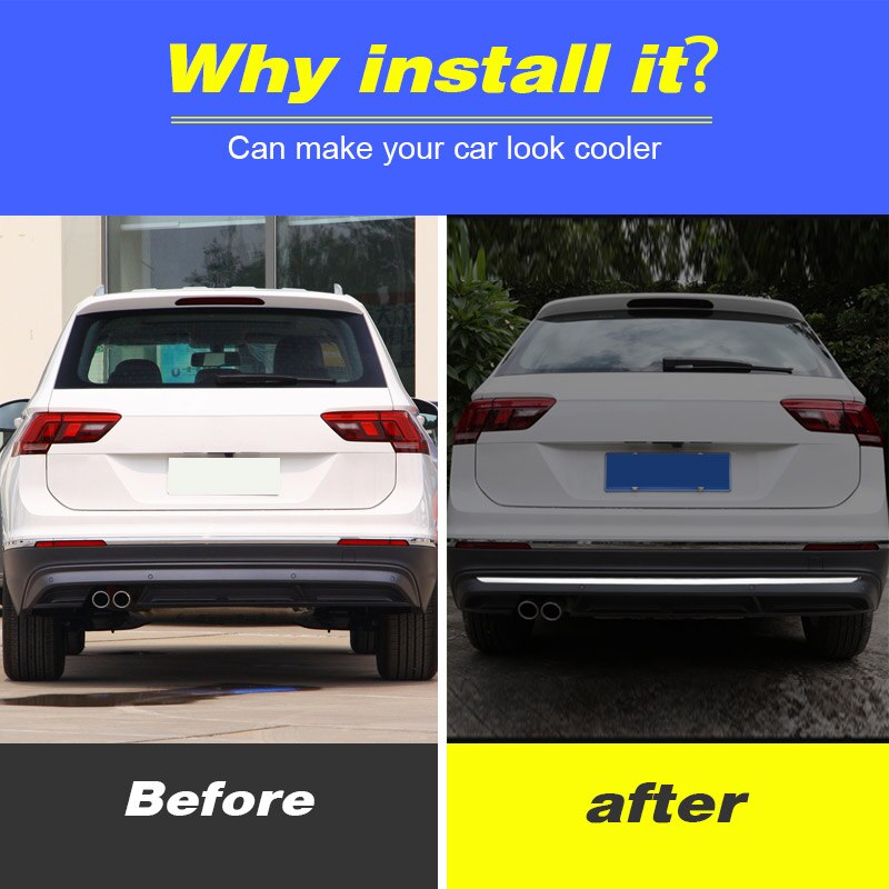 Hivotd For Volkswagen Tiguan MK2 Stainless Rear Tail Trunk Lid Molding Trims Strip Cover Trim accessories car styling