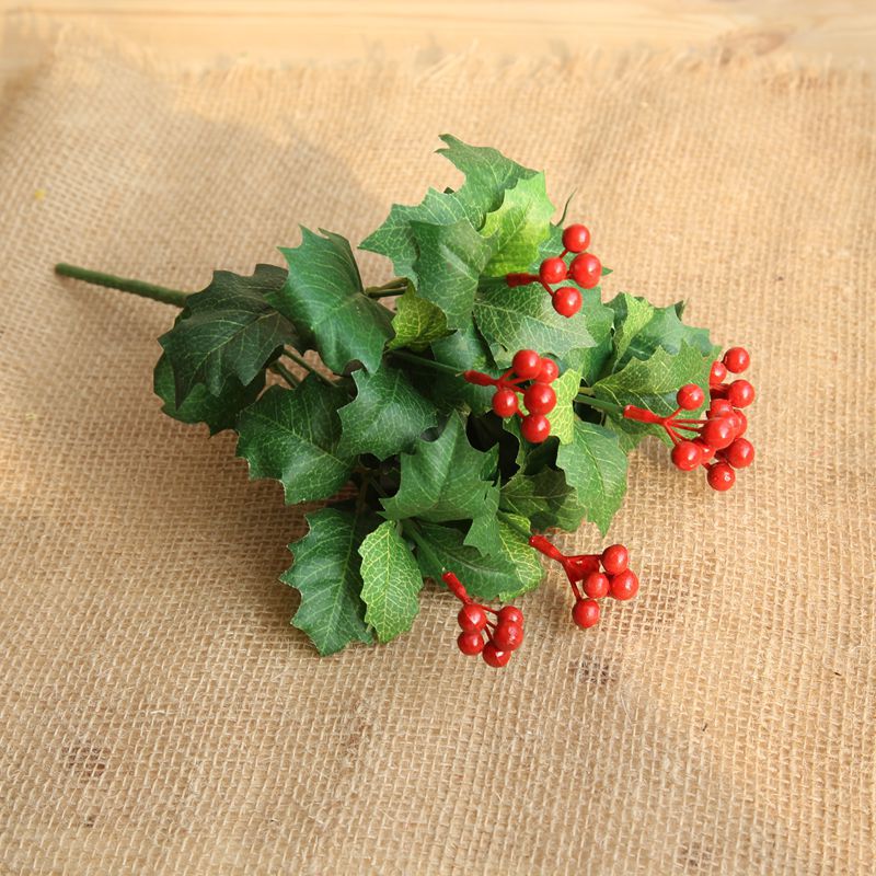 1PC Artificial Christmas Red Berries Simulation Red Fruit Berry Flower Branch Foam Fruits Tree Wedding Home Party DIY Decor: 1