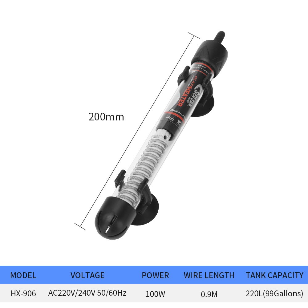 Riscaldatore per acquario 25W/50W/100W/200W/300W riscaldatore per serbatoio di pesce sommergibile asta di riscaldamento a temperatura costante acquario essenziale: HX906-100W / AU Plug