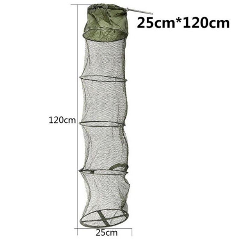5 Layers Folding Fishing Net Minnow Fish Care Creel Tackle Mesh Cage Trap Net Corrosion Resistant Small Fish Mesh Net: 1.2m