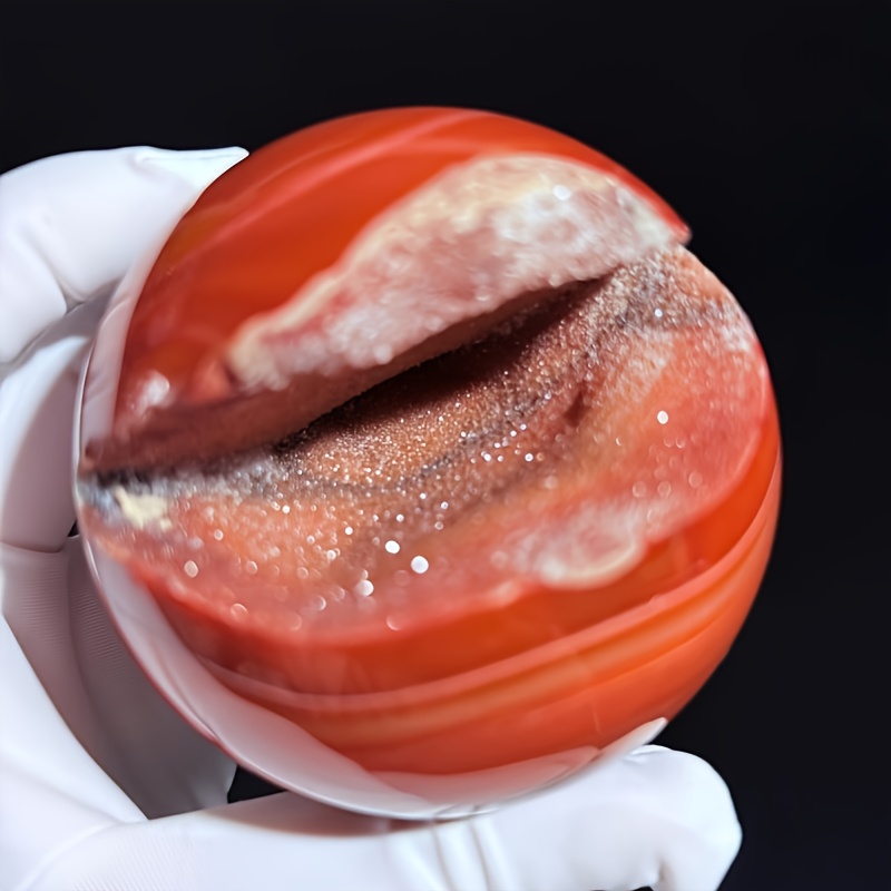 1 x rote rote Quarz-Quarzkugel – hohle glatte Oberfläche, glänzende Oberfläche, einzigartige Heimdekoration und für Halloween, Weihnachten