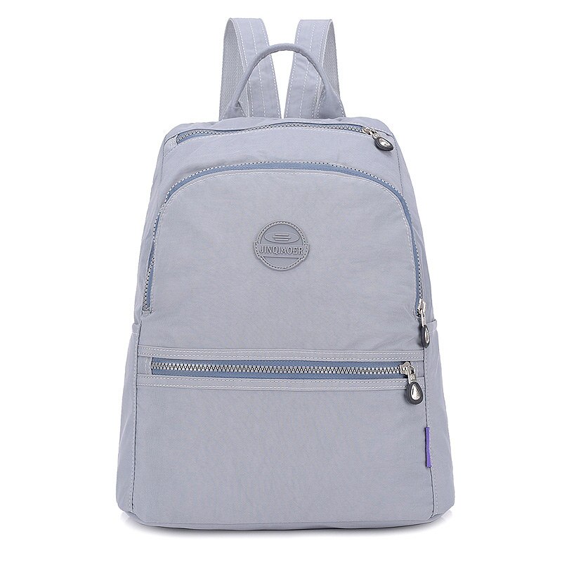 12 Kleuren Mode Vrouwen Nylon Rugzak Vrouwen Schouder Reistassen Waterdichte Casual Dagrugzak Voor Meisje Rugzak Mochila Feminina: Silver-Grey
