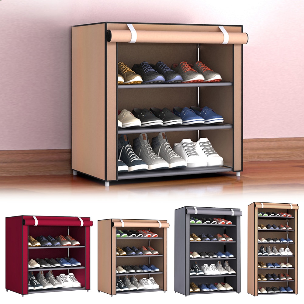 4/5/6/8/10 Lagen Schoenen Rek Met Stofdicht Doek Niet-geweven Stof Schoen stands Organizer Closet Thuis Schoenen Opslag Houder Plank