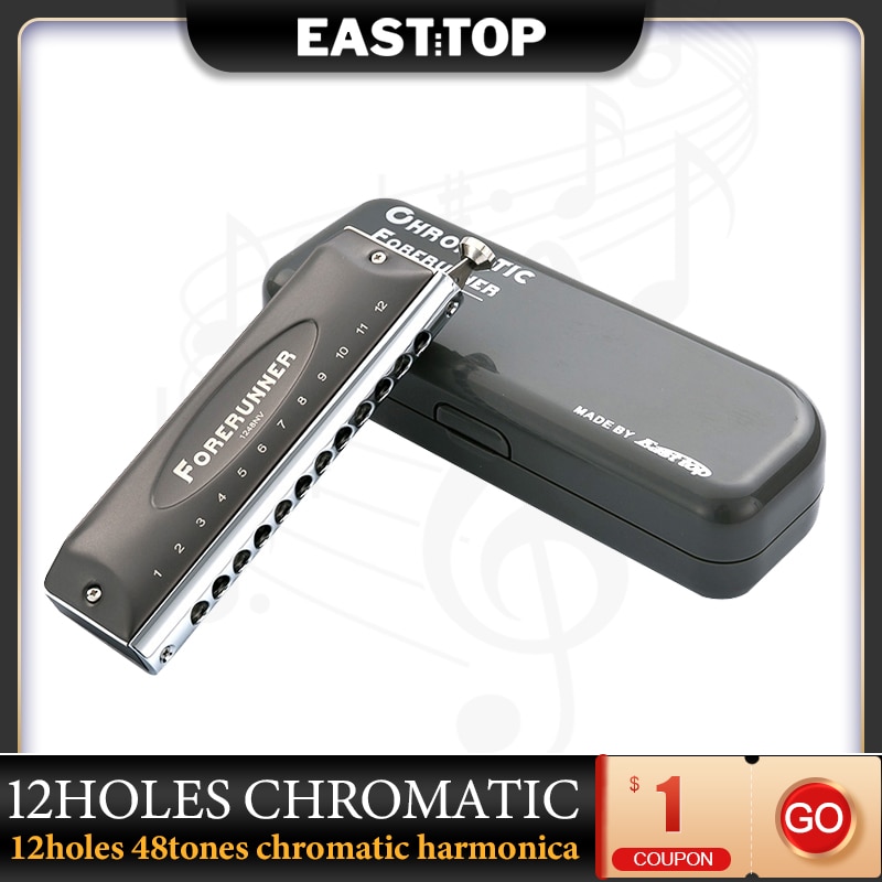 Easttop mundharmonika musikinstrumenter nøgle med  c 12 huller 48 toner kromatiske instrumenter musicales kromatisk konkurrencedygtige 1248nv