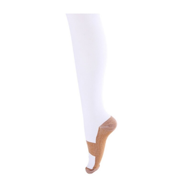 Long Tube Compression Socks Running Women Men Knee High Sandals Printed Nylon Cotton Moisture Wicking Outdoor Sport Fitness Slim: White / L/XL