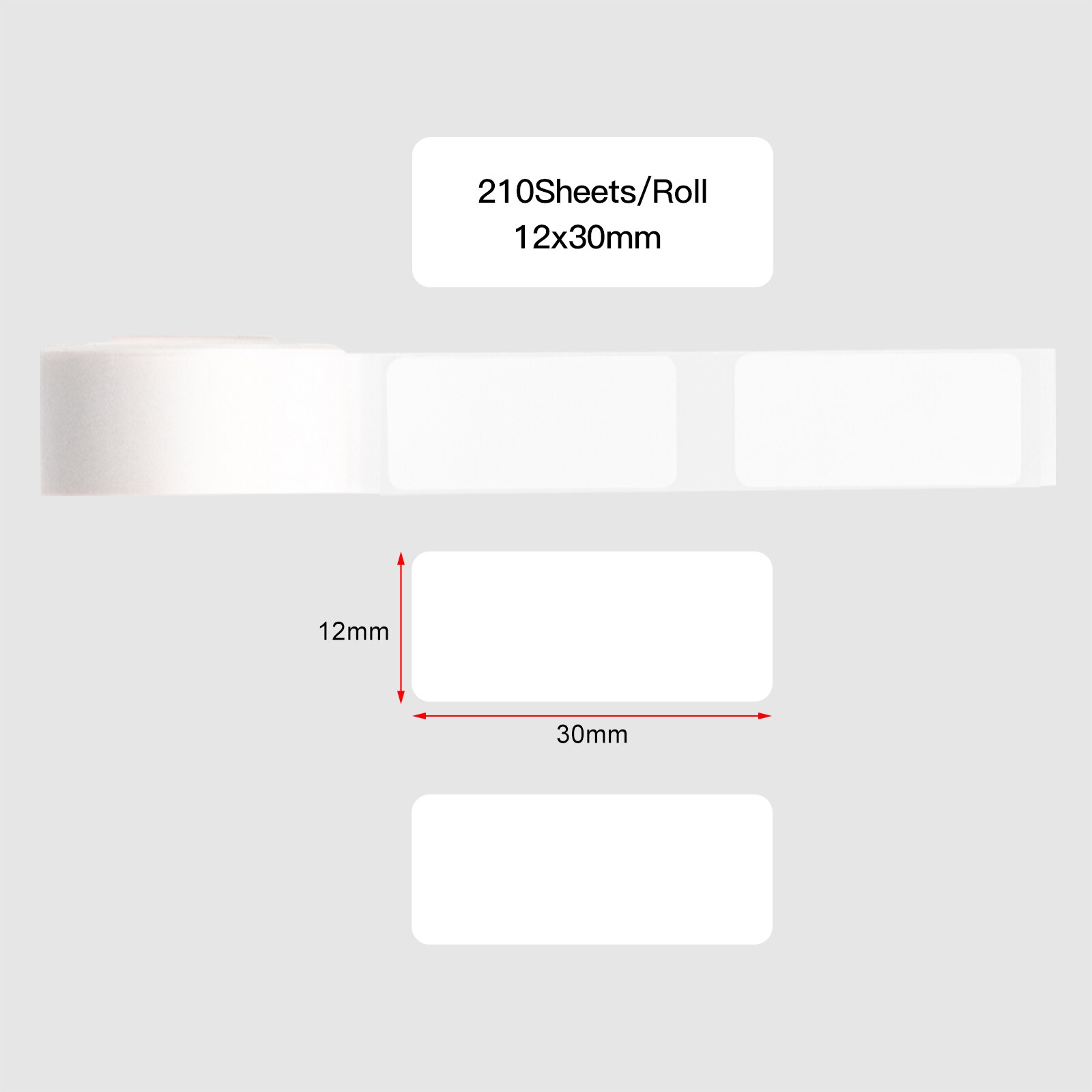 Aibecy Blank Label Paper Self-Adhesive Thermal Paper Roll 15*50mm 130sheets/roll Compatible with Phomemo D30 Thermal Printer: 12x30mm-210 sheets