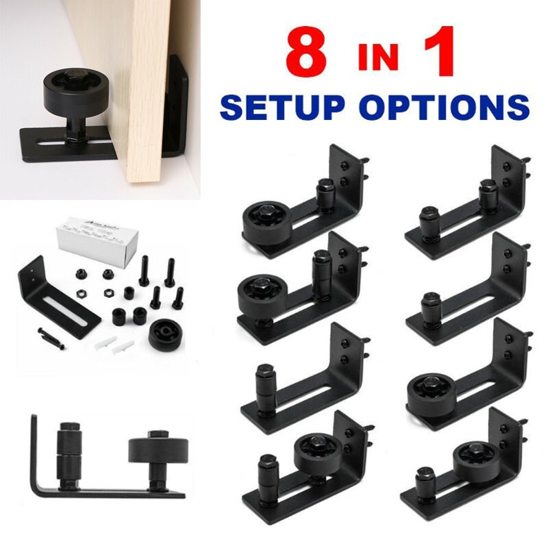 8 In 1 Carbon Steel Sliding Barn Door Floor Guide Stay Roller for Barn Door Slide Rail Mechanism Furniture Hardware Accessory