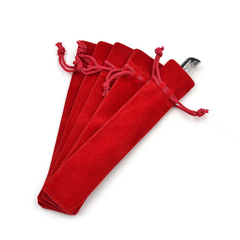 5 uds. Fuente/bolígrafo funda cartuchera estuche para lápices con cuerda: Rojo