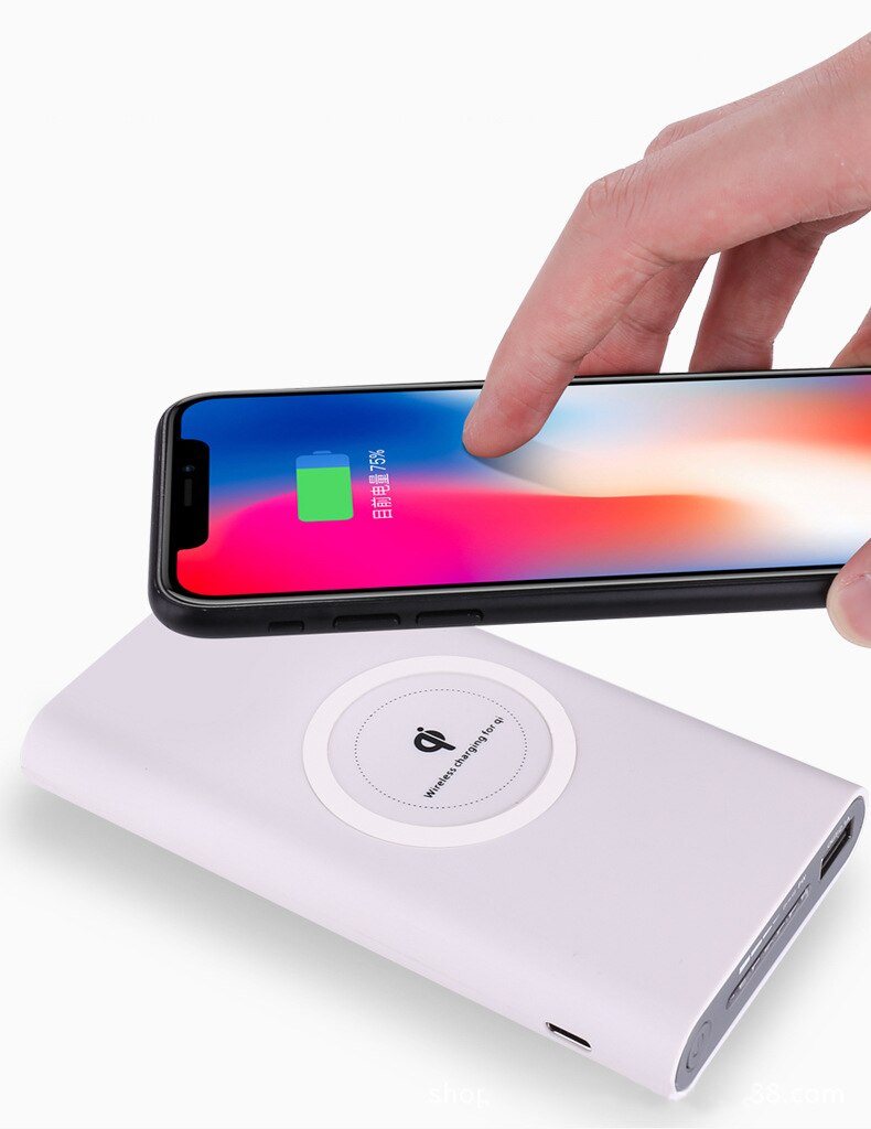 Qi Drahtlose Ladegerät Power Bank 10000 mAh 10000 mAh Poverbank Externe Batterie Drahtlose Aufladen Power Für Handy