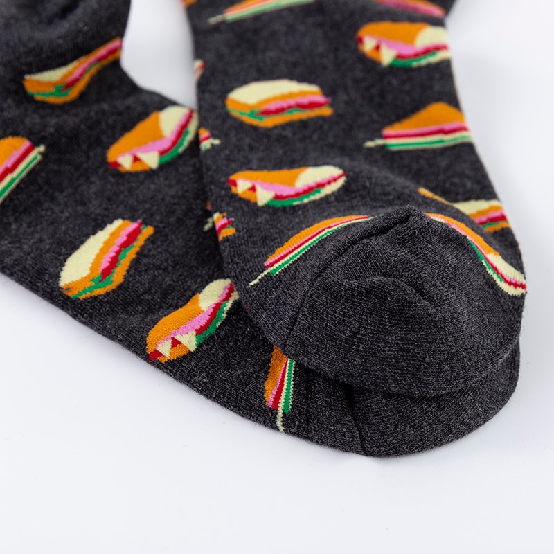Moda mulaya glada strumpor män/kvinnor chili tortilla kex smörgås popcorn mörk mat serie roliga strumpor han skateboard strumpa