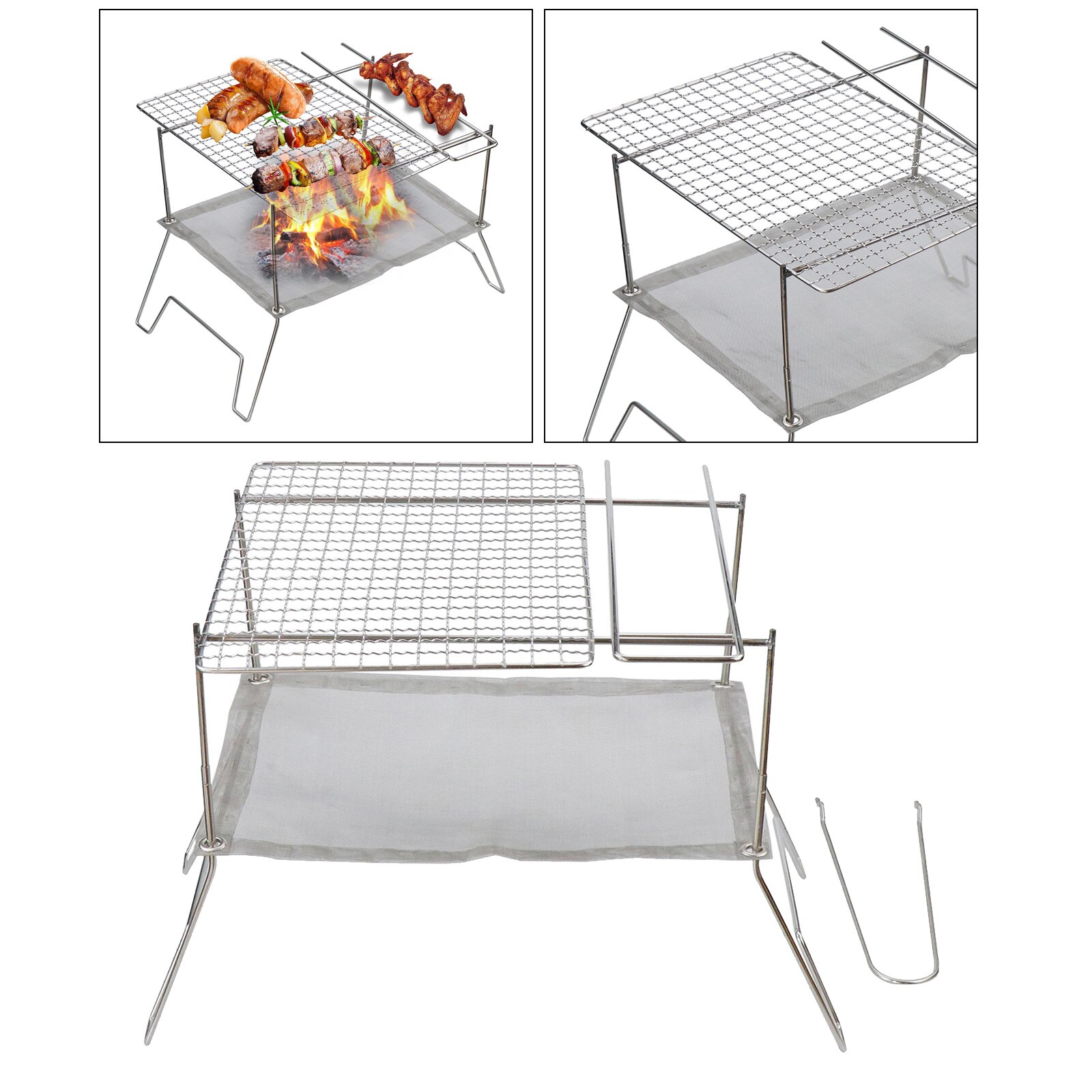 Mini Camping Stove BBQ Grills Stainless Steel Barbecue Grill Outdoor Picnic Kitchen Barbecue Grill for Garden Picnic Camp Hiking: Style2