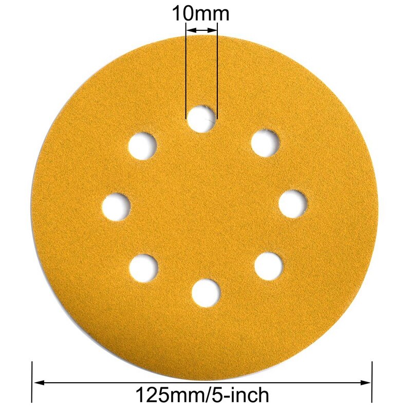 Big 5-Inch 8-Hole Hook and Loop Sanding Discs 220-Grit Ran Track Sandpaper, 100-Pack